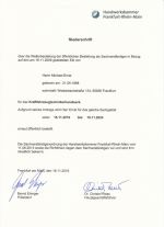 Bestellungsnachweis Handwerkskammer Frankfurt-Rhein-Main